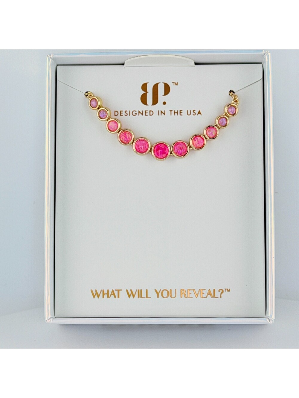 Bomb Party October Bracelet "First Class Feelings" Pink Fire Opal on Yellow Gold